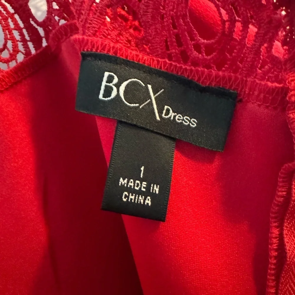 BCX Red Ruffled Peplum Cocktail Dress